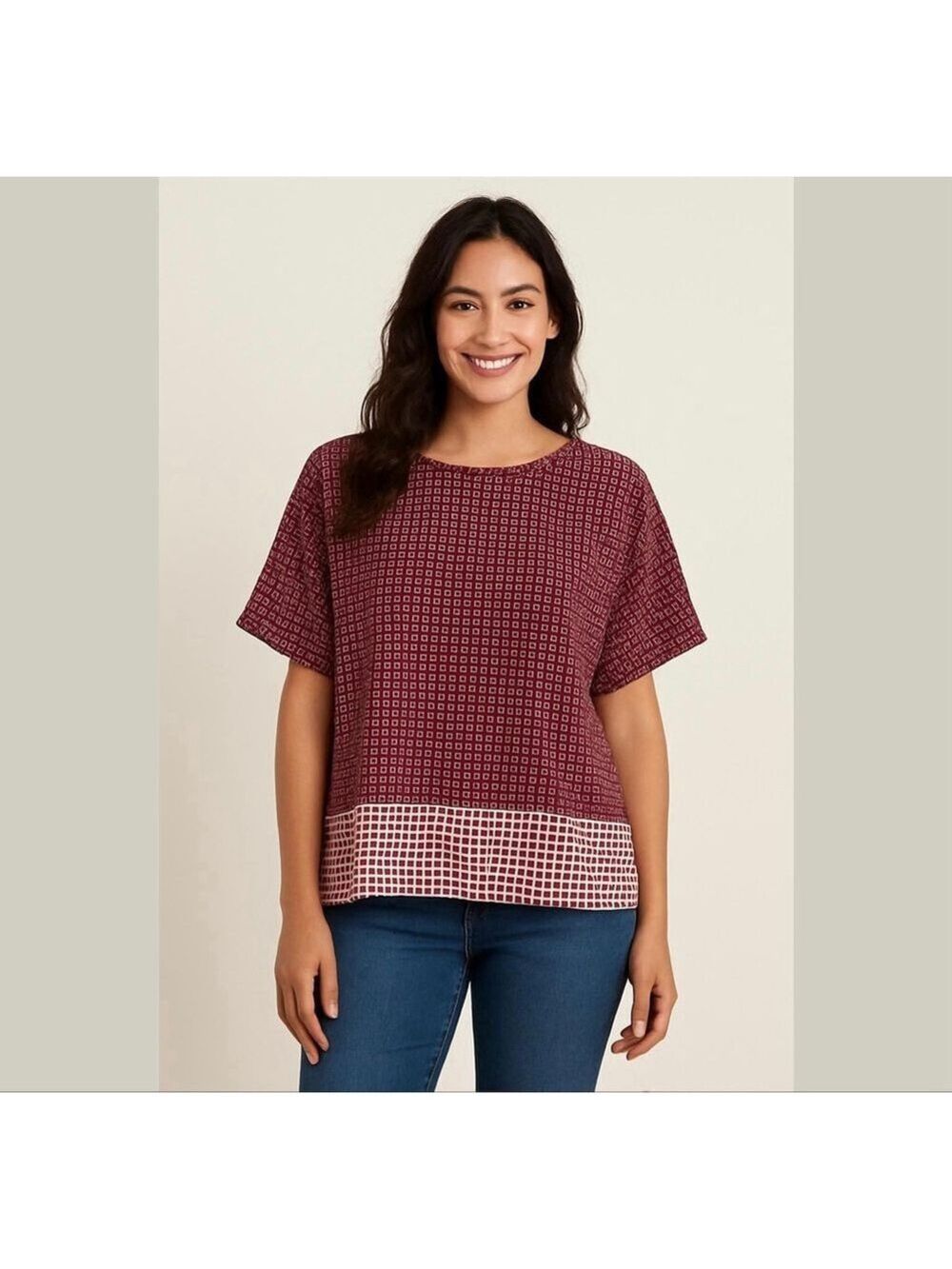 MADEWELL Silk Premiere Bow-Back Tee in Ascot Tile Sz XS